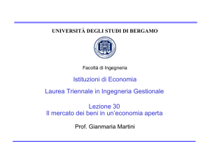 Lezione 30 Il mercato dei beni in un`economia aperta