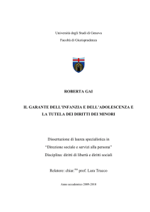 Il Garante dell`infanzia e dell`adolescenza e la tutela