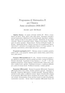 Programma di Matematica II per Chimica Anno accademico 2016