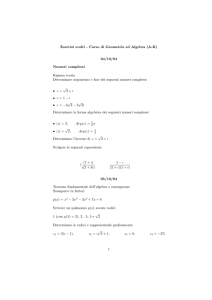 Esercizi svolti - Corso di Geometria ed Algebra (A