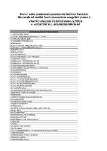 Elenco delle prestazioni - Analisi Cliniche Agostini Roussier