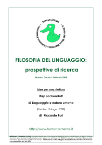 FILOSOFIA DEL LINGUAGGIO: prospettive di ricerca