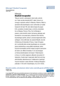 Hilterapia® Risultati Terapeutici Muscoli, tendini, articolazioni: dolori