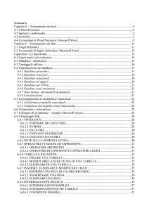 Sommario Capitolo 4 – Il trattamento dei testi