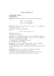 Compito Algebra V.O. COGNOME e NOME MATRICOLA Esercizio 1