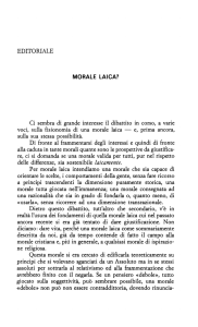 EDITORIALE MORALE LAICA? Ci sembra di grande interesse il