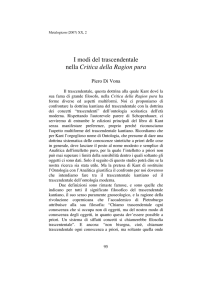 P. DI VONA I modi del trascendentale nella Critica della region pura