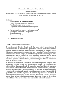 Il femminile nell`Enciclica “Fides et Ratio” Angela Ales Bello