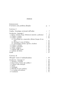 INDICE Introduzione Il territorio come problema filosofico p. 1