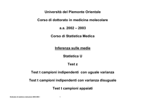 confronto tra 2 gruppi con test parametrici