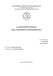 UNIVERSITÀ DEGLI STUDI DI MILANO LA QUESTIONE ANIMALE