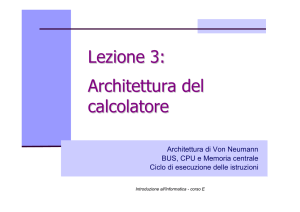 Lezione 3: Architettura del calcolatore