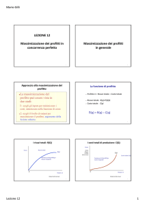 LEZIONE 12 Massimizzazione dei profitti in concorrenza perfetta