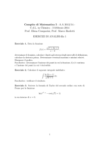 Compito di Matematica I - A.A 2013/14 - C.d.L. in Chimica
