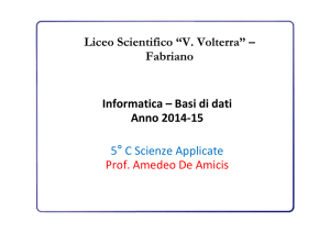 Liceo Scientifico “V. Volterra” – Fabriano Informatica – Basi di dati