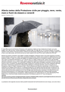 Allerta meteo della Protezione civile per pioggia