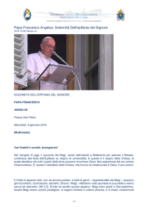 Papa Francesco Angelus: Solennità Dell`epifania del Signore
