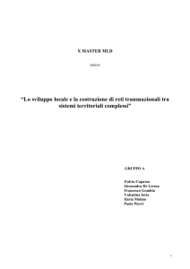 “Lo sviluppo locale e la costruzione di reti transnazionali tra sistemi