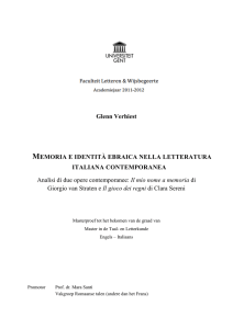 Glenn Verhiest MEMORIA E IDENTITÀ EBRAICA NELLA