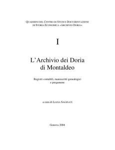 L`Archivio dei Doria di Montaldeo - Economia@UniGe
