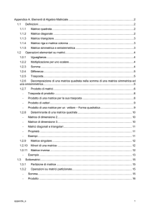 Appendice A – Elementi di Algebra Lineare