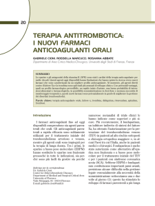 Terapia anTiTromboTica: i nuovi farmaci anTicoagulanTi orali