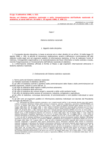 D.Lgs. 6 settembre 1989, n. 322. Norme sul Sistema statistico