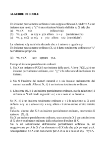 ALGEBRE DI BOOLE Un insieme parzialmente ordinato è una