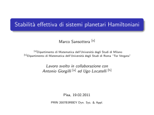 Stabilit`a effettiva di sistemi planetari Hamiltoniani