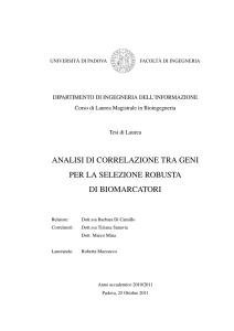 ANALISI DI CORRELAZIONE TRA GENI PER LA SELEZIONE