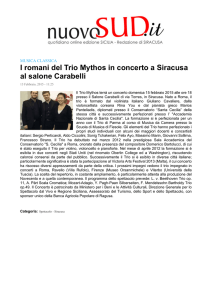 I romani del Trio Mythos in concerto a Siracusa al salone Carabelli