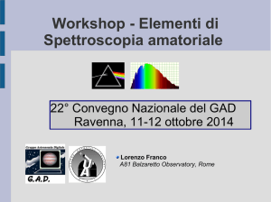 Workshop - Elementi di Spettroscopia amatoriale