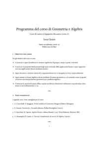 Programma del corso di Geometria e Algebra