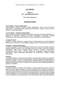 Fisica 2 (CL Ing. Meccanica A/L) Prof. Paolo Mengucci