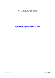 Progetto RIL.FE.DE.UR. System Requirement – SYR