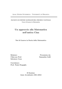 Un approccio alla Matematica nell`antica Cina
