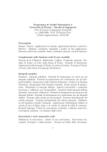 Programma di Analisi Matematica 2 Universit`a di Firenze