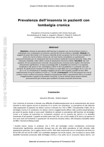Prevalenza dell`insonnia in pazienti con lombalgia cronica