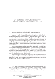 Riflessioni sulla filosofia della matematica in Fries e Kant