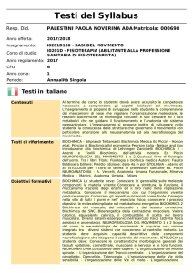 basi del movimento - Dipartimento di Medicina e Chirurgia