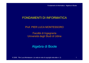 Algebra di Boole - diegm - Università degli Studi di Udine