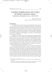 L`ambito d`applicazione del Codice di Diritto canonico latino