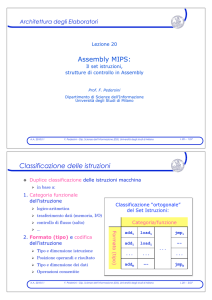 Assembly MIPS: Classificazione delle istruzioni