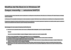 Modifica del file Boot.ini in Windows XP Esegui: msconfig soluzione
