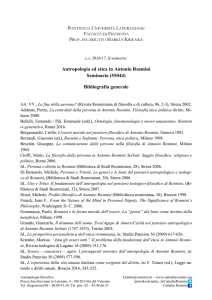 Bibliografia generale Antropologia ed Etica in Antonio Rosmini