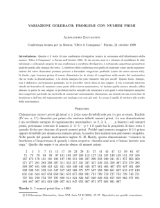 Variazioni Goldbach: problemi con numeri primi