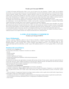 LAUREA IN ECONOMIA E COMMERCIO Nuovo Ordinamento