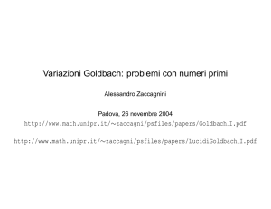 Variazioni Goldbach: problemi con numeri primi