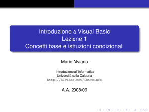 Introduzione a Visual Basic Lezione 1 Concetti base e istruzioni