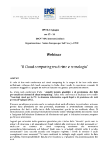 Webinar “Il Cloud computing tra diritto e tecnologia”